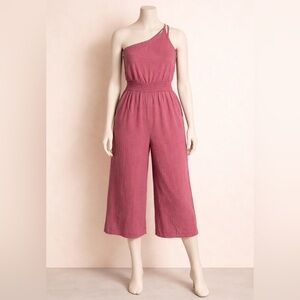 Elegant One-Shoulder Pink Jumpsuit